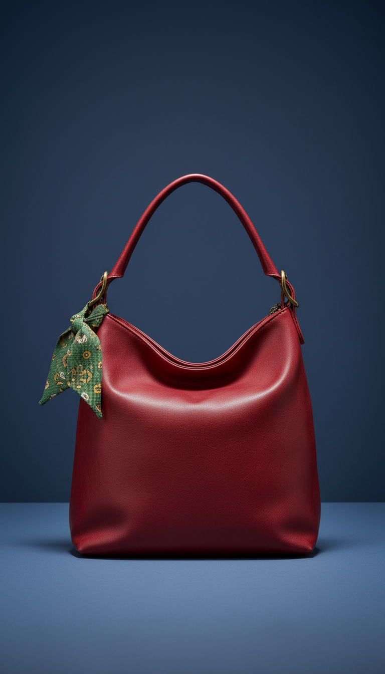 Soft Hobo Bag in Crimson Edge