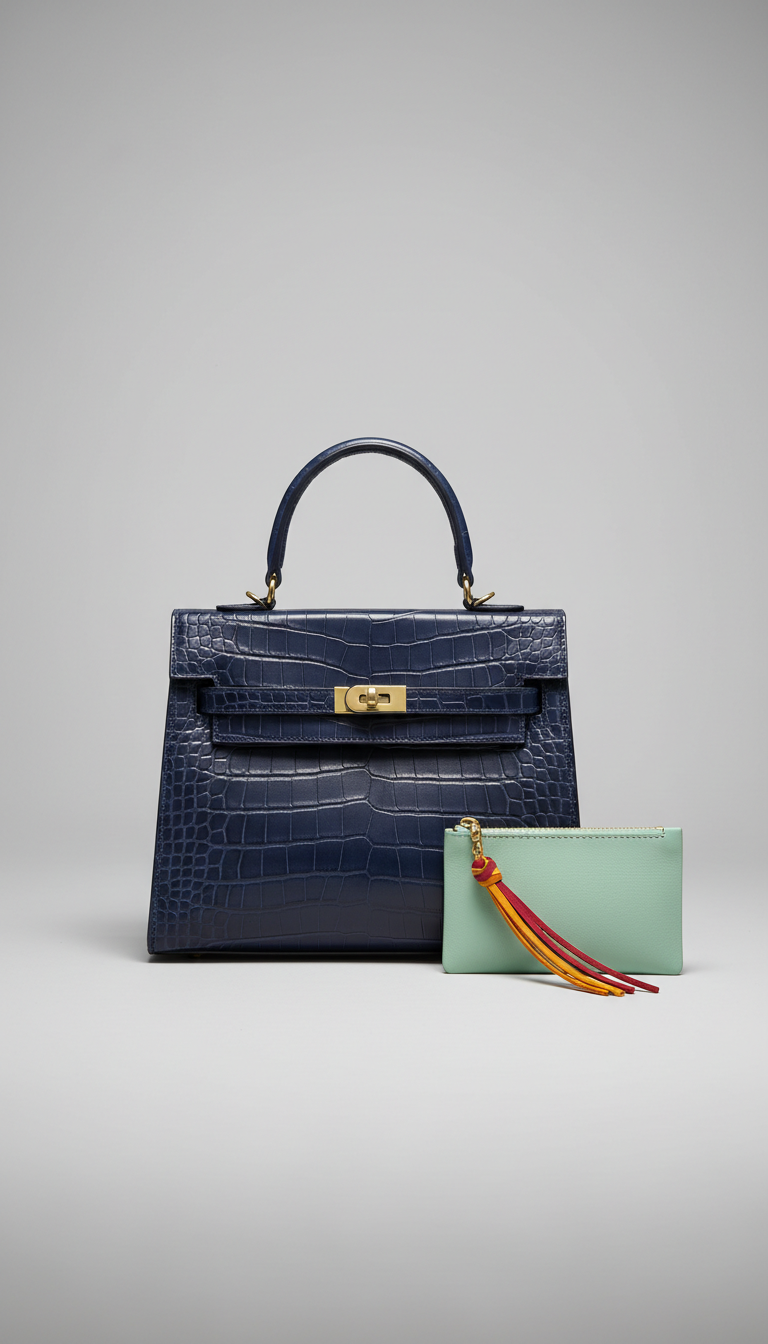 Croc-Embossed Top-Handle Bag